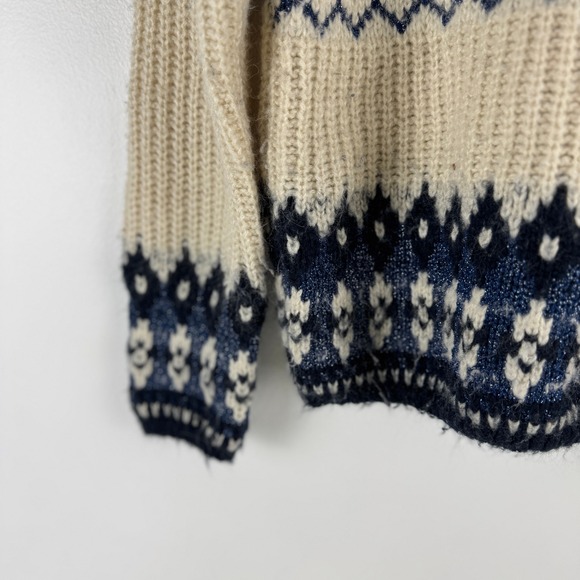 Scotch Soda Fair Isle Knit Crewneck Sweater Blue Cream Wool Blend Size S - Picture 9 of 16